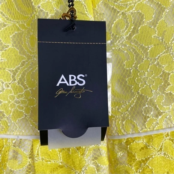 Abs Allen Schwartz Yellow Spring Summer Lace Garden Party Dress Size 2 - Picture 8 of 10